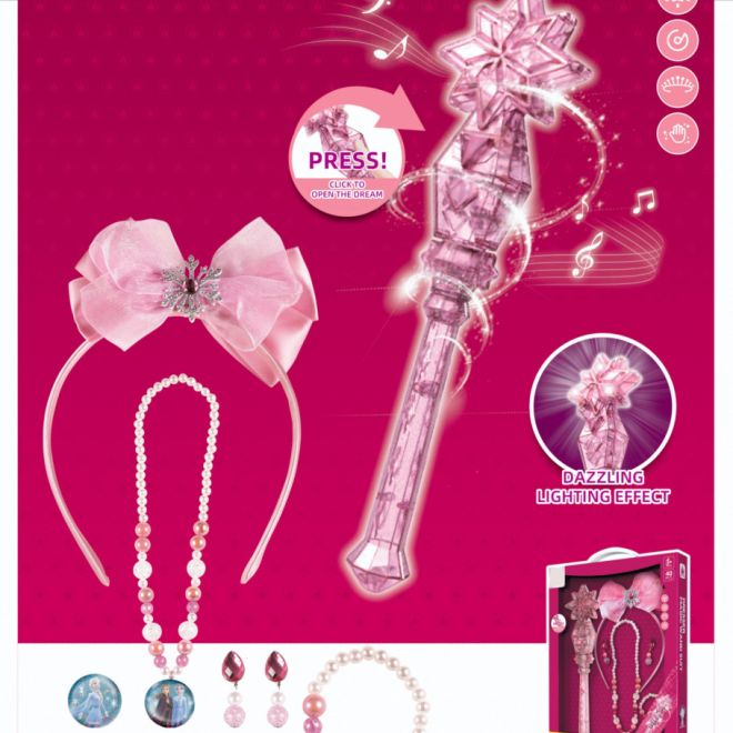 Kouzelná sada pro víly a princezny + interaktivní hůlka + vílí šperky - 7 dílů