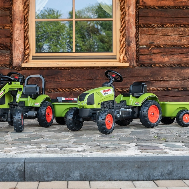 Šlapací traktor Claas Arion 410 s valníkem zelený
