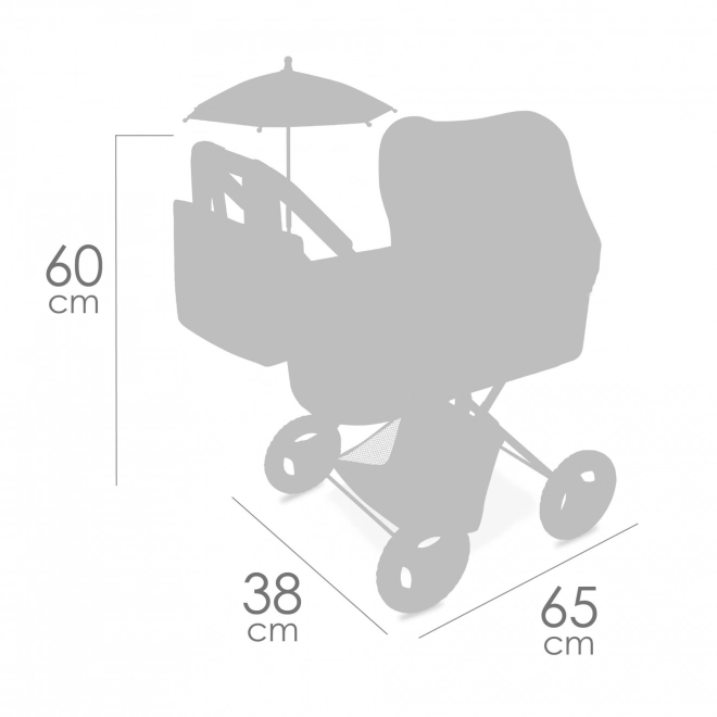 DeCuevas 85078 Skládací kočárek pro panenky se slunečníkem a taškou Verona 2024 - 60 cm