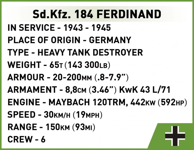 COBI 2583 II WW Sd. Kfz. 184 Ferdinand, 1:28, 1268 k, 1 f