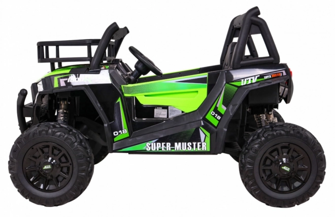 Buggy UTV Off-roader pro děti Zelená + dálkové ovládání + nosič zavazadel + pomalý start + EVA + MP3 LED