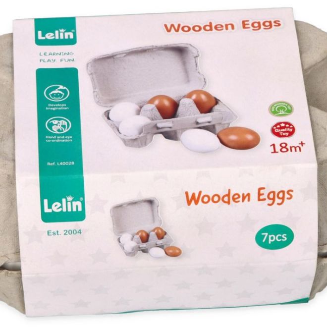 Dřevěná vajíčka v razítkovací vaničce 6 kusů