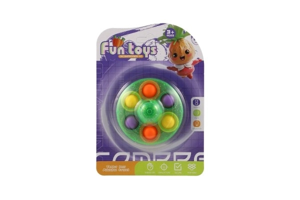 Spinner s bubble pops plast 8cm 3 barvy na kartě 12 ks v boxu