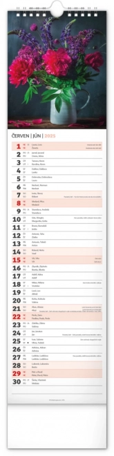 Nástěnný kalendář Květiny – Kvety 2025, 12 × 48 cm