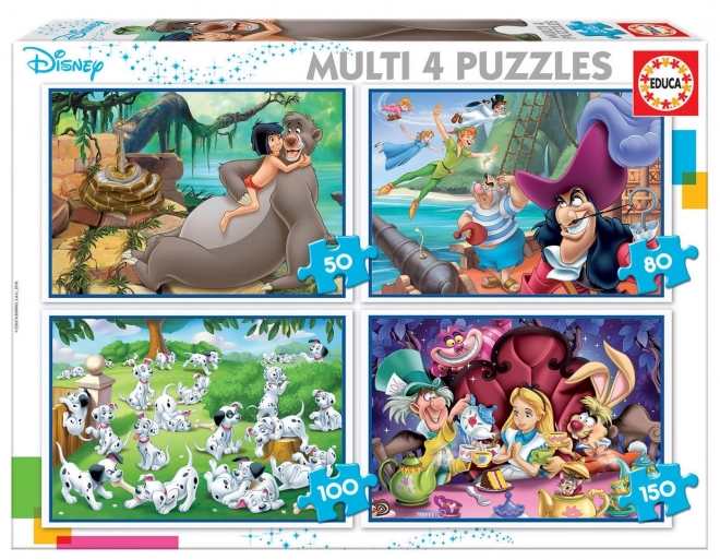 EDUCA Puzzle Disney pohádky 4v1 (50,80,100,150 dílků)