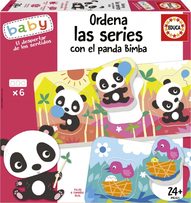 EDUCA Baby vkládačka Panda Bimba a kamarádi 6x3 dílky