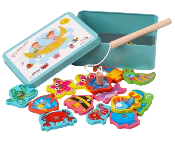 Dřevěný rybářský set s rybkami