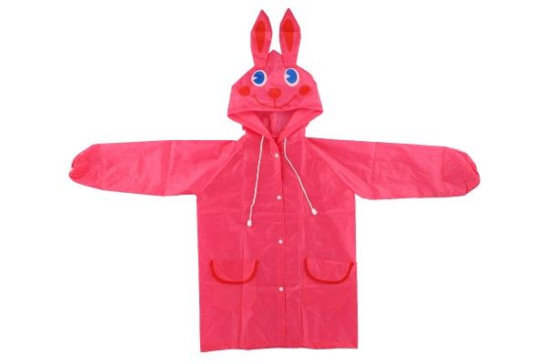 Pláštěnka dětská králík velikost 110-120cm růžová v sáčku 23x25cm