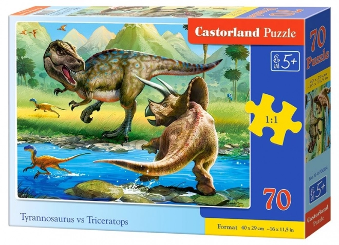 Puzzle 70 dílků Tyrannosaurus vs Triceratops