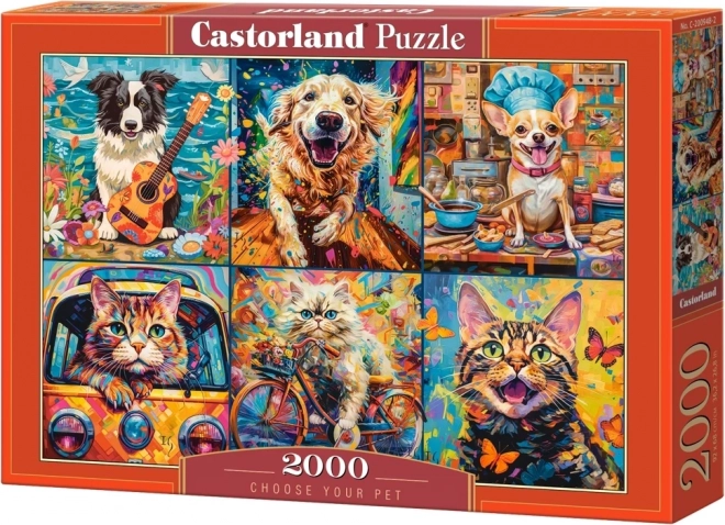 Puzzle 2000 kusů Domácí mazlíčci pejskové a kočičky