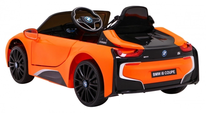 BMW I8 Lift Battery Car Orange + Dálkové ovládání + Pomalý start + 3-Pkt pásy + MP3 USB + LED dioda