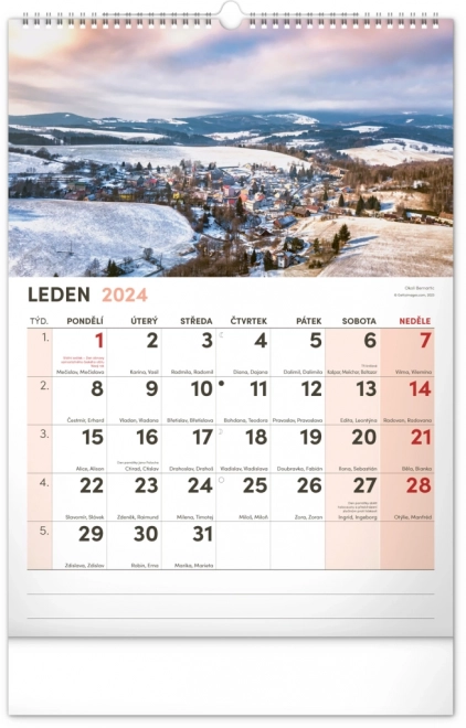 Nástěnný kalendář 2024 s extra velkým kalendáriem, 33 × 46 cm