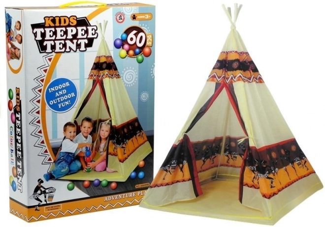 Indiánský stan Tipi + 60 míčů 155 cm