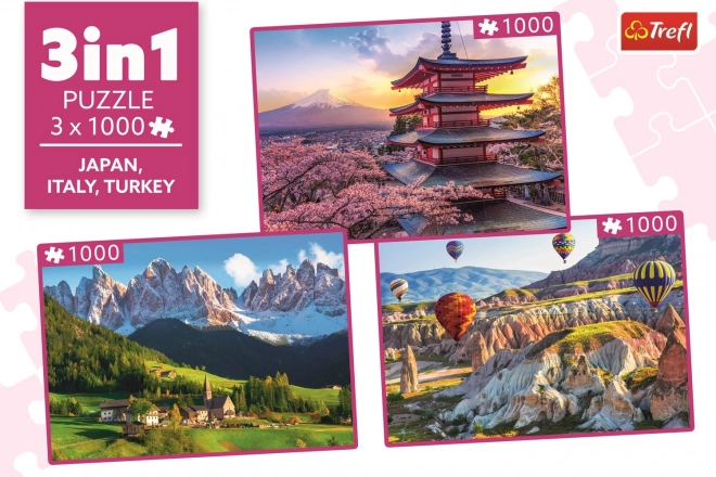 TREFL Puzzle Japonsko, Itálie, Turecko 3x1000 dílků