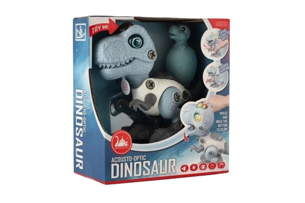 Dinosaurus šroubovací plast 12cm se šroubovákem na baterie se světle se zvukem v krabičce 15x16x7cm