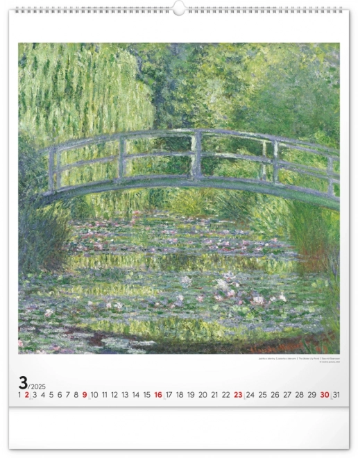 Nástěnný kalendář Claude Monet 2025, 48 × 56 cm