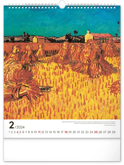 Nástěnný kalendář Vincent van Gogh 2024, 30 × 34 cm