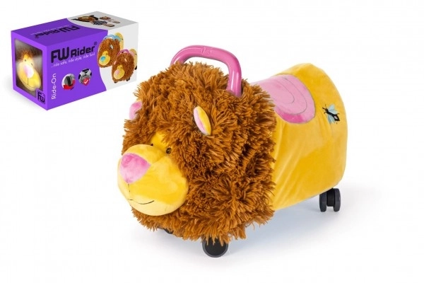 Odrážedlo FUNNY WHEELS Rider Ride-On lvíček 50cm plyšový nosn. 25kg v krabici 49x30x23cm 12m+ – Růžový