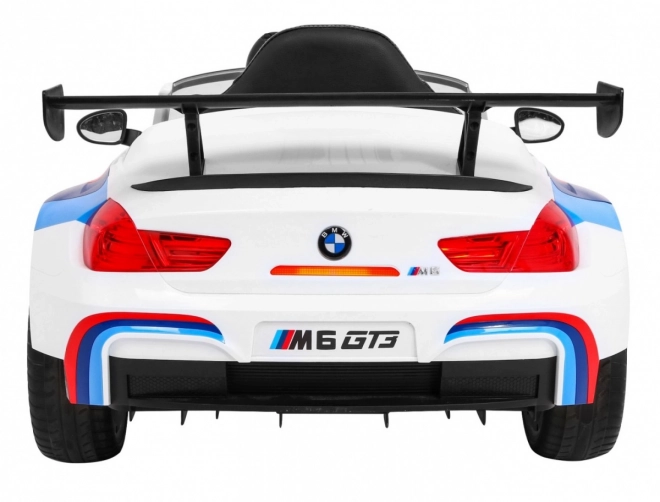 BMW M6 GT3 Autíčko na baterie pro děti Bílé + ventilace + zvuky MP3 Světla + dálkové ovládání