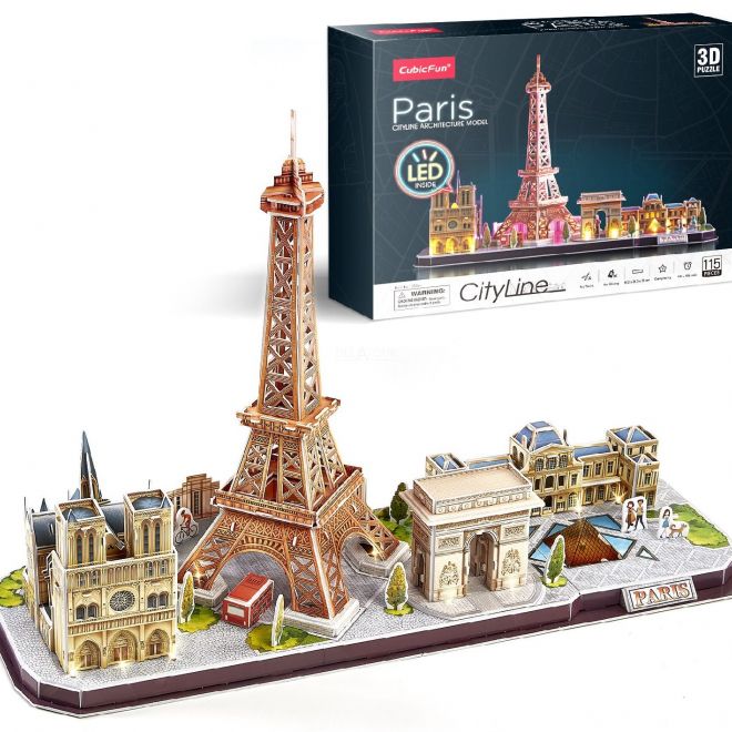 Puzzle 3D Paříž / led - 115 dílků