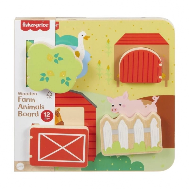 Fisher-Price Dřevěná hra na schovávanou se zvířátky