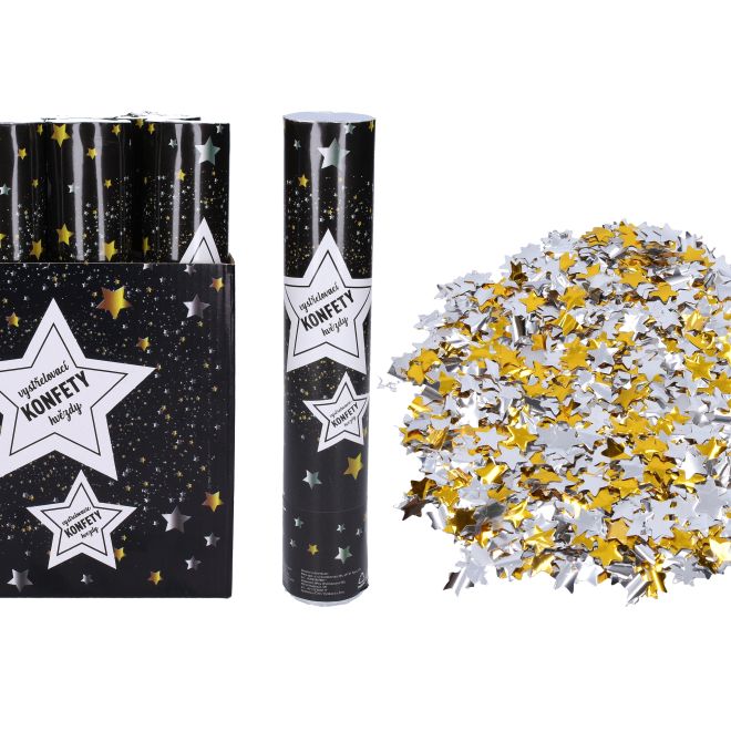 Párty konfety vystřelovací Hvězdy 30 cm
