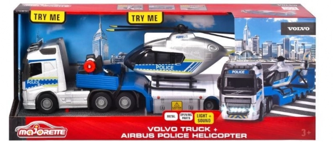 Policejní set Grand Volvo truck + vrtulník 35 cm