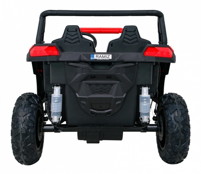 Silná závodní čtyřkolka buggy pro 2 děti Červená + Střídavý motor + Nafukovací kola + LED audio