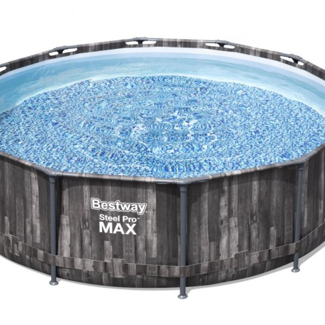 Ocel Pro MAX 366x100 Imitace dřeva 12FT BESTWAY 4v1 Stojanový bazén + čerpadlo Filtrace + žebřík