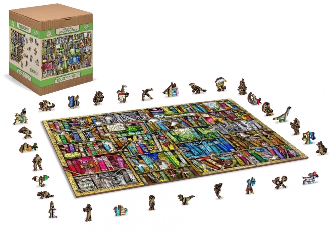 WOODEN CITY Dřevěné puzzle Knihovna 2v1, 1010 dílků EKO