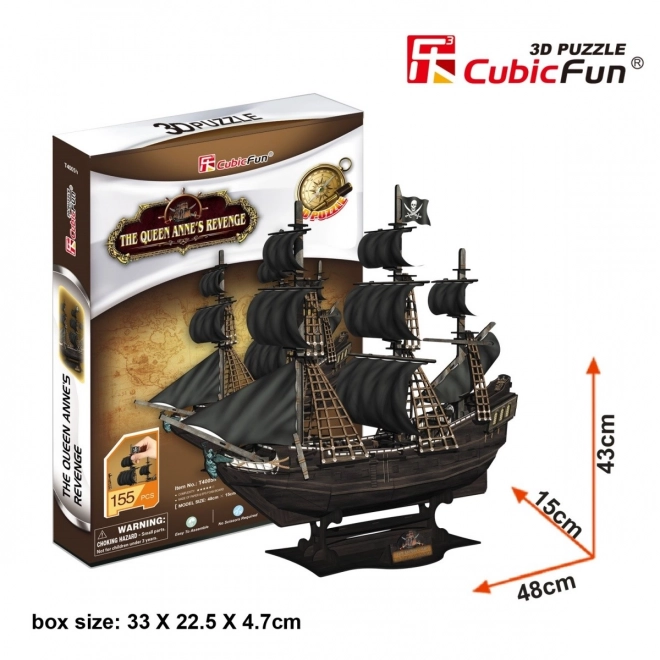 Cubicfun 3D puzzle Pirátská loď Queen Anne's Revenge 155 dílků