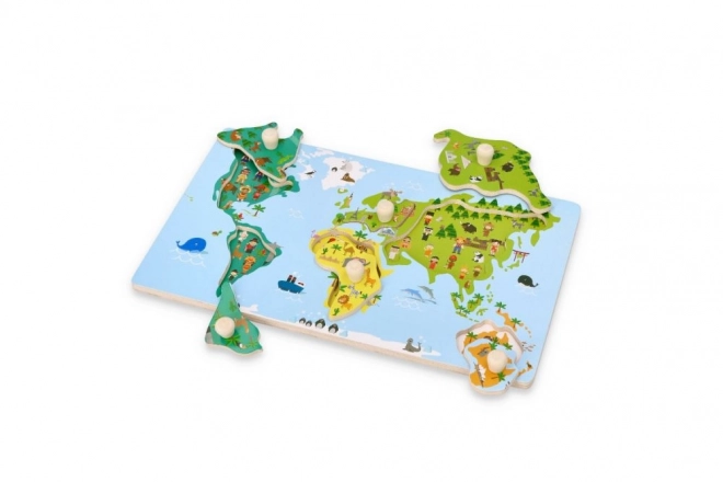 Puzzle s úchyty mapa světa