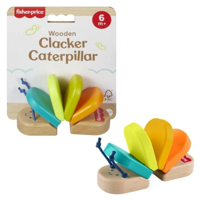 Fisher Price dřevěná klapající housenka