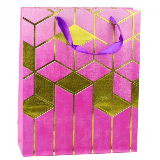 Papírová dárková taška se zlatými geometrickými vzory