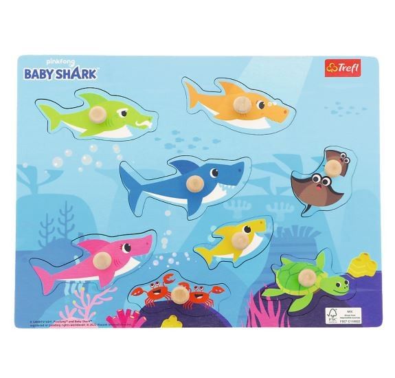 Dřevěné puzzle Baby Shark 8 dílků