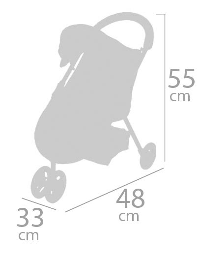 DeCuevas 90248 Sportovní kočárek pro panenky tříkolový a plyšová panenka SWEET 2022 - 55 cm