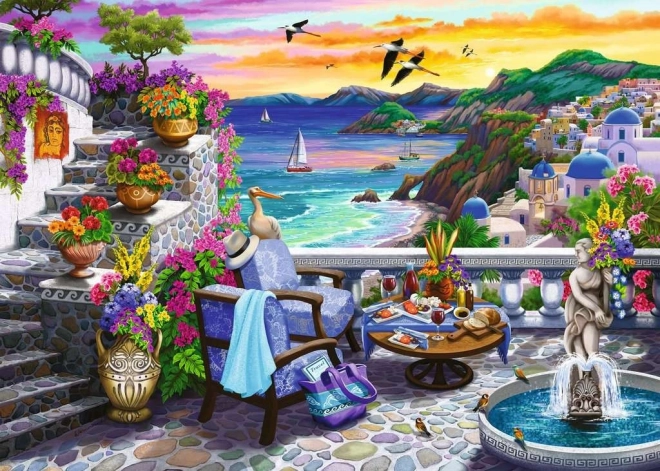 Velkoformátové 2D puzzle Západ slunce nad Santorini 300 dílků