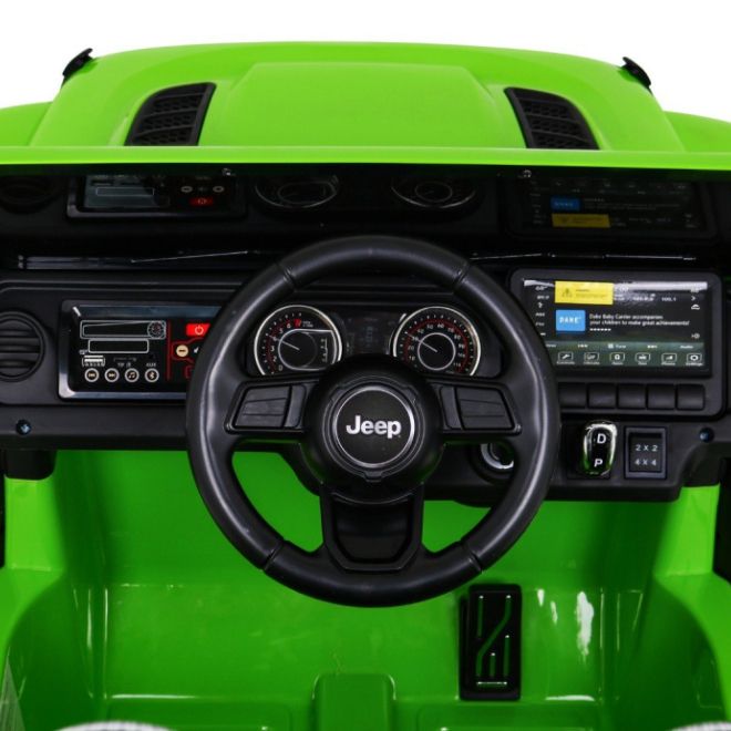 Jeep Wrangler Rubicon baterie pro děti Zelená + Dálkové ovládání + MP3 LED rádio + EVA kola