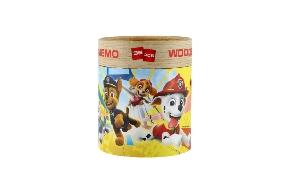 Domino dřevěné Paw patrol/Tlapková patrola 36ks v papírovém tubusu 11x13cm