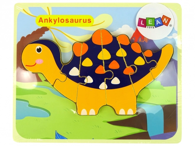 Dřevěné puzzle Dinosauři Triceratops Ankylosaurus Orange