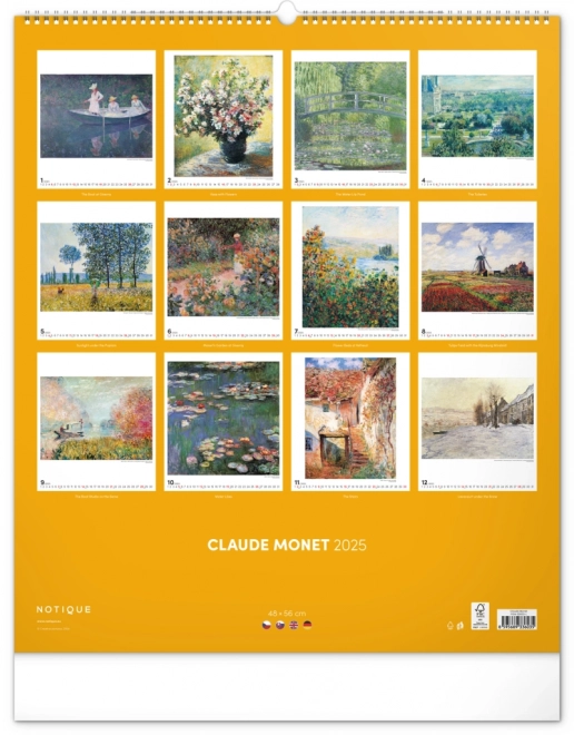 Nástěnný kalendář Claude Monet 2025, 48 × 56 cm