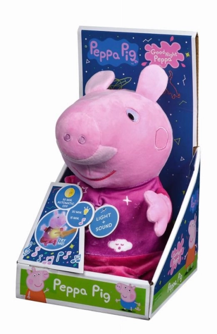 Peppa Pig 2v1 plyšový usínáček, hrající + světlo, růžový, 25 cm