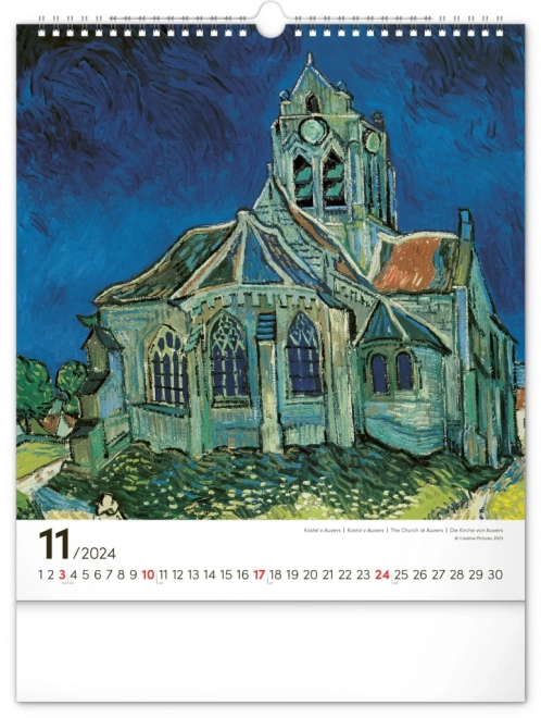 Nástěnný kalendář Vincent van Gogh 2024, 30 × 34 cm