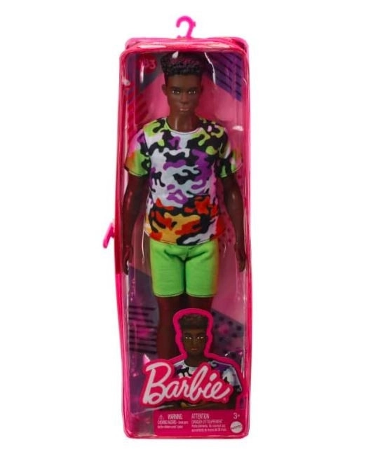 Lalka Ken Barbie Fashionistas s černými kudrnatými vlasy