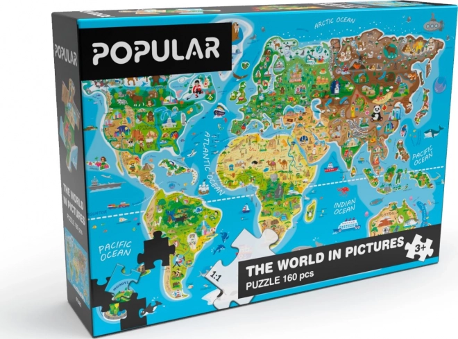 POPULAR Puzzle Mapa světa v angličtině 160 dílků