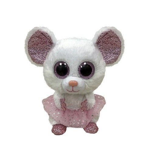 Ty Beanie Boss maskot myška Bílá balerína - Nina 15 cm