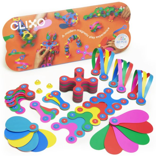 Magnetické kostky Clixo Super Rainbow, 60 kusů