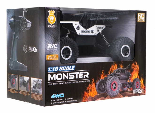 Terénní autíčko na dálkové ovládání Crawler Monster 1:18 stříbrné