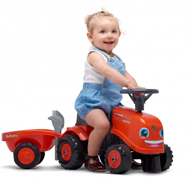 FALK 260C Baby Kubota ride-on traktor s přívěsem, hrable a lopata