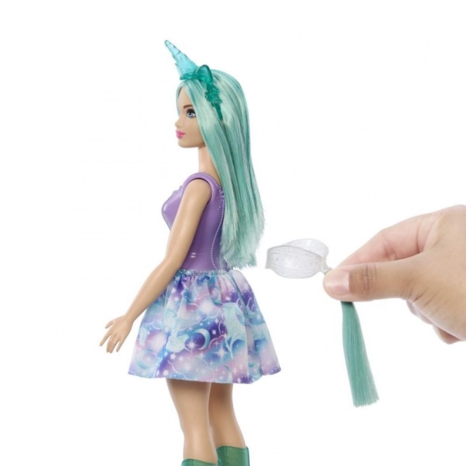 Barbie pohádková víla jednorožec – Fialový a tyrkysový obleček